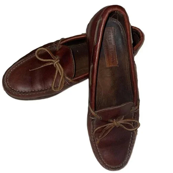 Ralph Lauren Men's Brown Leather Loafers Size 9.5D Dress Shoes Leather Sole - Picture 2 of 6